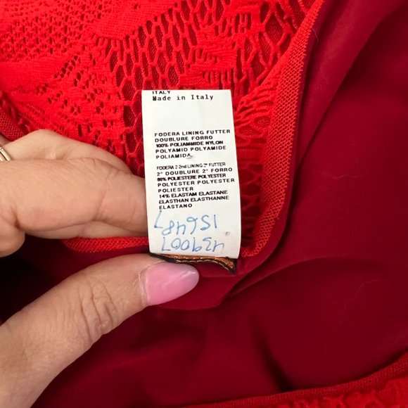 JEAN PAUL GAULTIER Fuzzi Soleil Tattoo Lace Red Dress Small - Picture 7 of 10